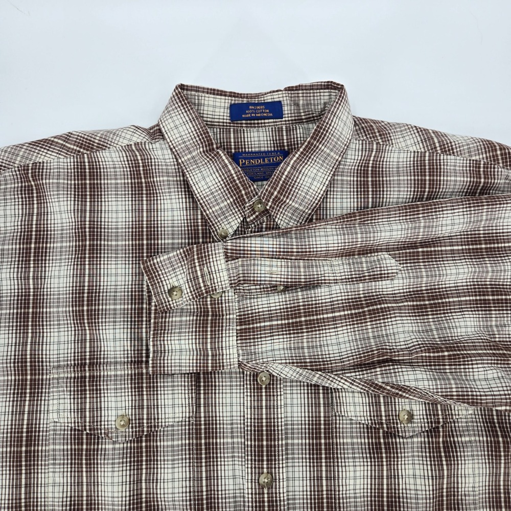 Pendleton Vintage‎ Plaid 100% Cotton Button Down XL EUC Gorpcore Western